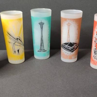MCM Seattle World's Fair 1962 Frosted Glasses 
