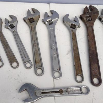 Lot Of 10 Adjustable Wrenches