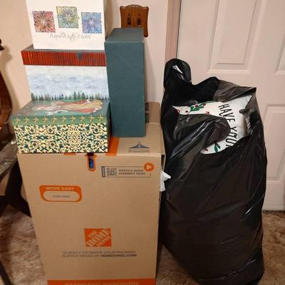 Huge Box And More Of Christmas Bags, Ribbons, Wrapping Sweaters & More