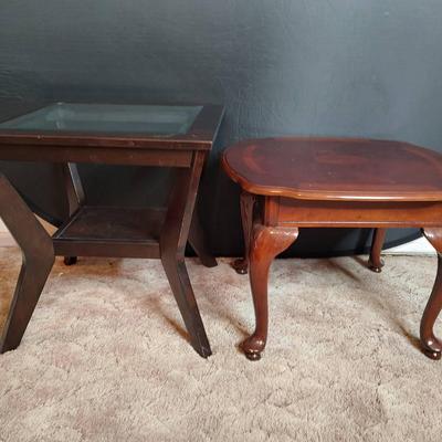 2 Side Tables One Glass Centered 