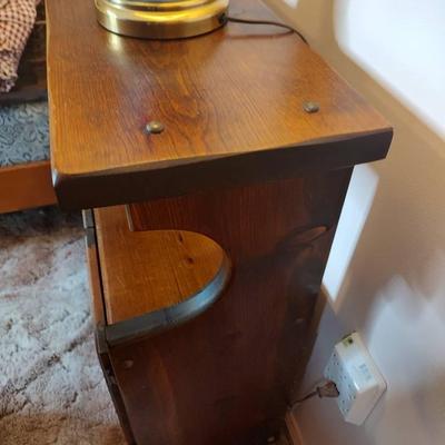 Small Wooden Nightstand And Wall Shelf. 