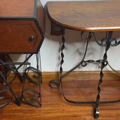 Iron and wood side tables