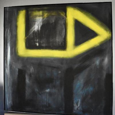 Anthony James abstract black and yellow painting on canvas