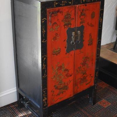 Asian-inspired painted cabinet