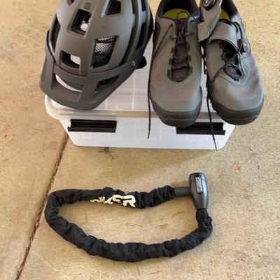 Smith Bicycle Helmet, Bike Shoes, And Lock