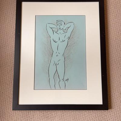 Charcoal Drawing Male Figure by Harris