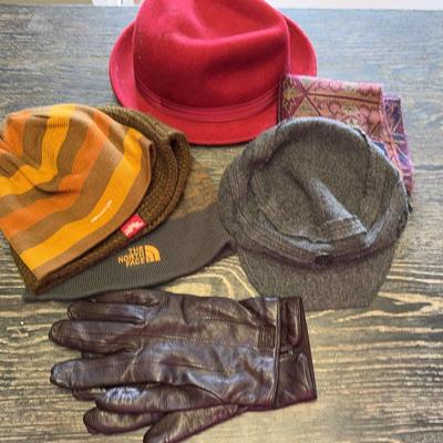 Gucci Leather Glove (Men's ) Knit Hats & Red Fedora