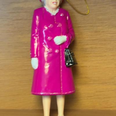 Queen Elizabeth Wearing Dark Pink Peacoat Ornament