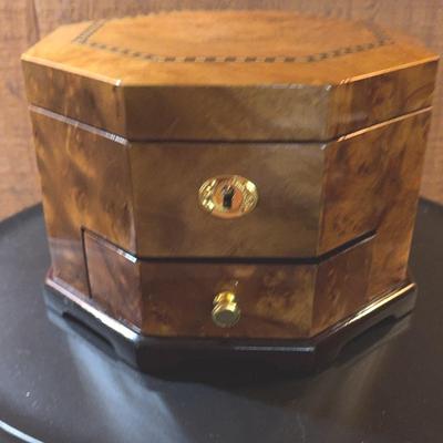 Rustic Burlwood Octagonal Jewelry Box