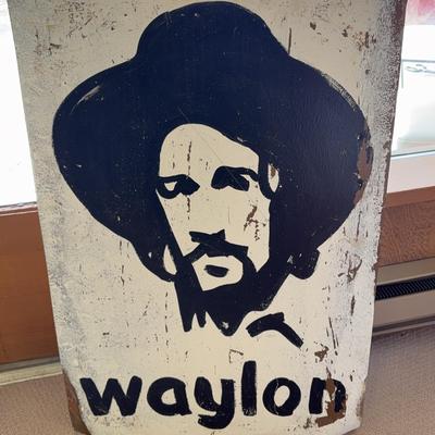Block Print Waylon Jennings on Metal 