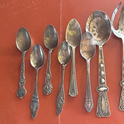 Navajo Serving Fork & Spoon/Vintage-Antique Souvenir Spoons

