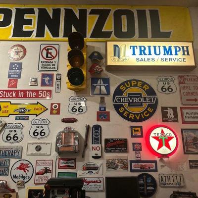 Pennzoil signs & car collectibles