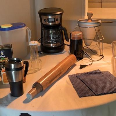 Mr. Coffee  Coffee Maker, Coffee Grinder, Strainer On Stand & More