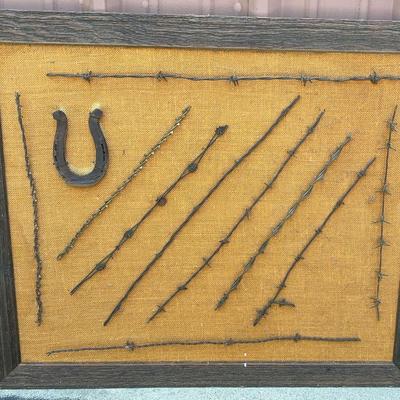 Vintage Barbed Wire Framed Art