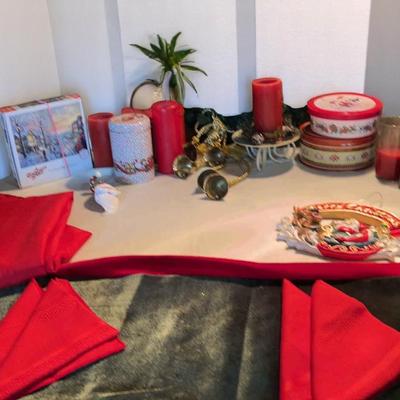 Christmas Wreath, 3 Ft Christmas Tree, Candles, Napkins, Tablecloth & More