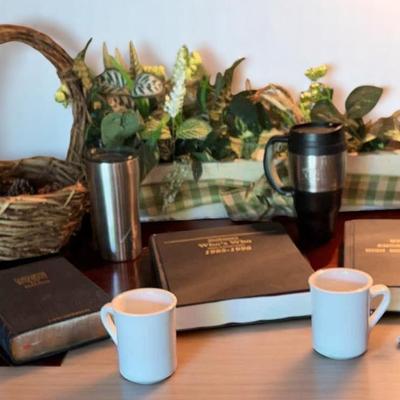 Plant In Flower Box, Basket, Books, Coffee Cups & More