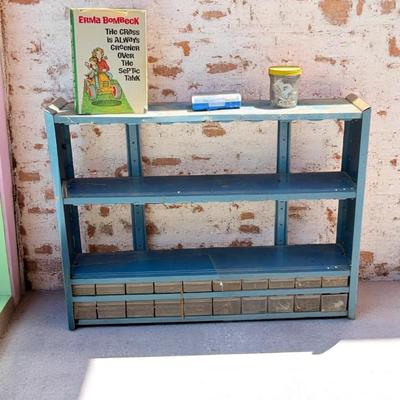 Metal Shelf With Drawer Storage, Blue Drawer Tool Storage And More 