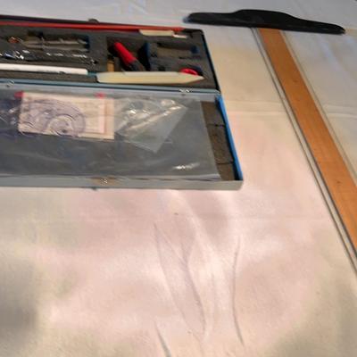 Drafting Set In Metal Box & Level 