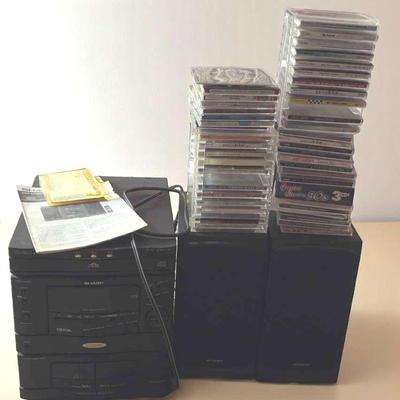 Sharp 3 Disc And Cassette Tape Player With 2 Speakers, CD’s