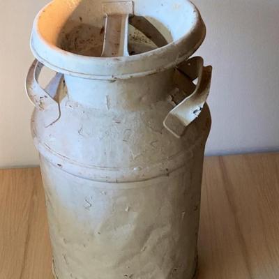 Vintage Metal Milk Can With Lid 