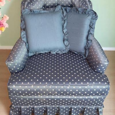 Blue Fabric Rocking Chair (Flowers not included)
