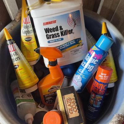 Mystery Tote Of Cleaning Supplies/Lawn Supplies