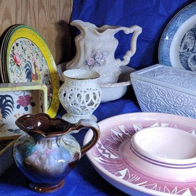 Miscellaneous Ceramics And Metal Plates