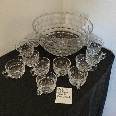 Glass Punch Bowl Set