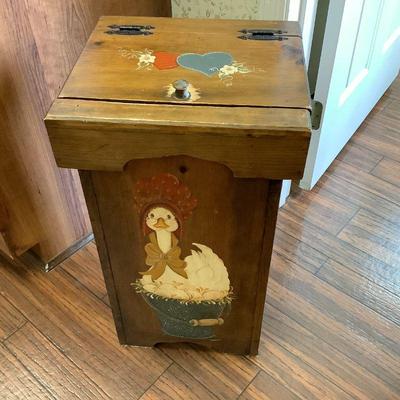 Country hand painted and signed garbage bin
