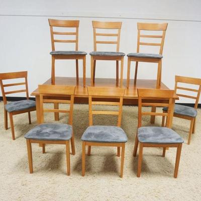 1137	DANISH MODERN EXTENSION TABLE AND 8 CHAIRS, TABLE APPROXIMATELY 40 IN X 71 IN X 30 IN CLOSED, OPEN 40 IN X 110 IN X 30 IN 
