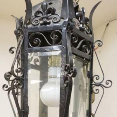 1070	FANCY WROUGHT IRON HANGING LAMP, APPROXIMATELY 31 IN H

