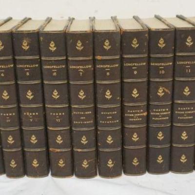 1018	THE WORKS OF HENRY WADSWORTH LONGFELLOW COMPLETE 14 VOLUMN LEATHER BOUND GILT EDGE SET, 1886
