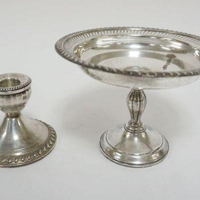 1009	STERLING SILVER WEIGHTED COMPOTE & CANDLESTICK, COMPOTE APPROXIMATELY 6 IN X 5 IN HIGH
