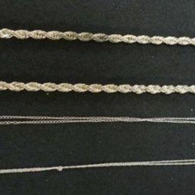 1209	2 14K WHITE GOLD NECKLACE, 1.24 DWT WITH STONES AND 14K GP CHAIN
