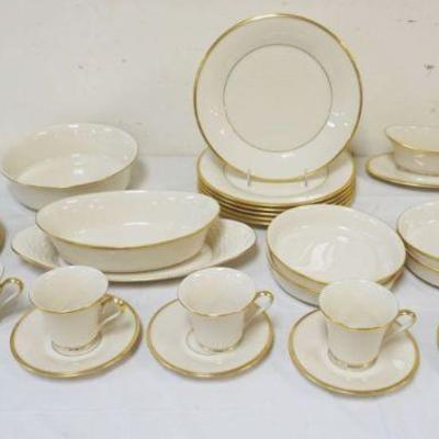1032	LENOX *ETERNAL* CHINA, 33 PIECES, 6-10 3/4 IN PLATES, 3-6 1/2 IN PLATES, 6-7 1/2 IN BOWLS, 11-9 IN BOWLS, GRAVY BOAT, ETC

