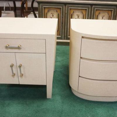1126	2 TEXTURED FINISHED BED SIDE STAND, 1 WITH 3 DRAWERS AND 1 WITH 2 DOORS UNDER 1 DRAWER, SOME WEAR TO FINISHED TOPS, BOTH...