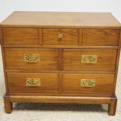 1133	WALNUT 3 DRAWER CHEST WITH BRASS PULLS, ASIAN STYLE, APPROXIMATELY 32 IN X 18 IN X 26 IN H
