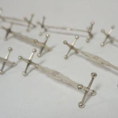 1011	CONTINENTAL SILVER KNIFE RESTS MONOGRAMMED W/TOUCH MARKS
