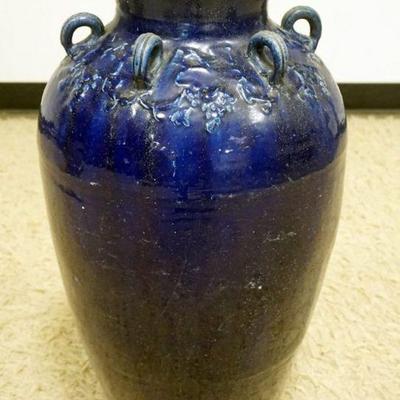 1063	LARGE COBALT GLAZED POTTERY FLOOR URN, APPROXIMATELY 14 IN X 27 IN H
