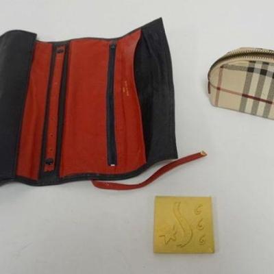 1243A	BURBERRY MAKE UP BAG AND EXIMIOUS ITALY JEWELRY TRAVEL CASES
