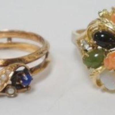 1218	4 LADIES GOLD COLOR RINGS, 1 MARKED 14K GF
