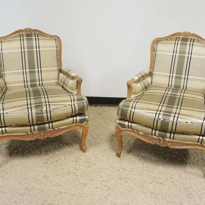 1124	PAIR OF UPHOLSTERED FRENCH PROVINCIAL ARM CHAIRS, EACH APPROXIMATELY 29 IN X 29 IN X 38 IN H
