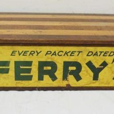 1005	ANTIQUE *FERRY'S* COUNTRY STORE SEED BOX, APPROXIMATELY 30 IN X 13 IN X 6 IN HIGH
