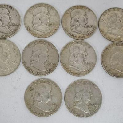 1182	10 FRANKLIN HALF DOLLARS
