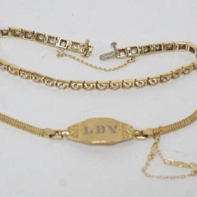 1222	3 GOLD BRACLETS, 2-14K 8.24 DWT INCLUDING STONES, 1 MARKED REISLER 025
