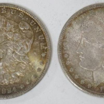 1190	2 MORGAN SILVER DOLLARS, 1884 O MINT
