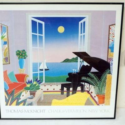 1073	THOMAS MCKNIGHT FRAMED AND MATTED PRINT *CHALK & VERMILION* APPROXIMATELY 27 IN X 28 IN OVERALL
