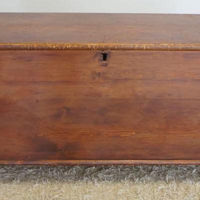 1107	ANTIQUE PINE 6 BOARD DOVETAILED BLANKET CHEST WITH GLOVE BOX, APPROXIMATELY 55 IN X 20 IN X 26 IN H
