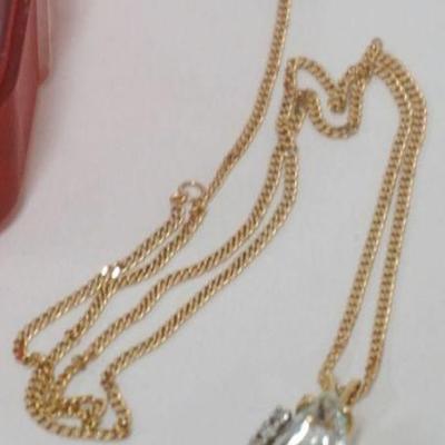 1211	14K AQUAMARINE NECKLACE, 3.34 DWT INCLUDING STONES
