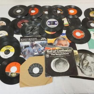 1266	GROUP OF ASSORTED 45 RPM RECORDS INCLUDING ROCK, COUNTRY, ETC.
